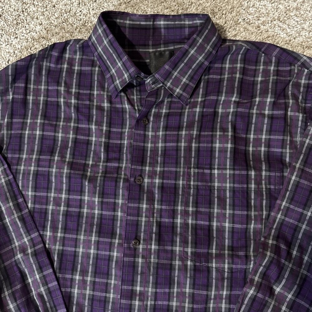F/X Fusion Shirt purple plaid long sleeve dress shirt Mens Lightweight Size XL